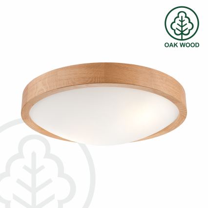 Plafonska lampa OAK SLIM 2xE27/60W/230V hrast, prečnik 37 cm