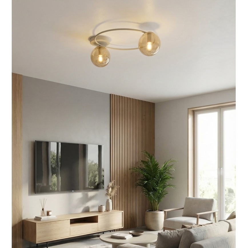 Plafonska lampa SOPRA 2xE14/10W/230V bež/zadimljena bež