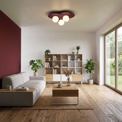 Plafonska svetiljka FLAT 3xE27/15W/230V 55x60 cm burgundska