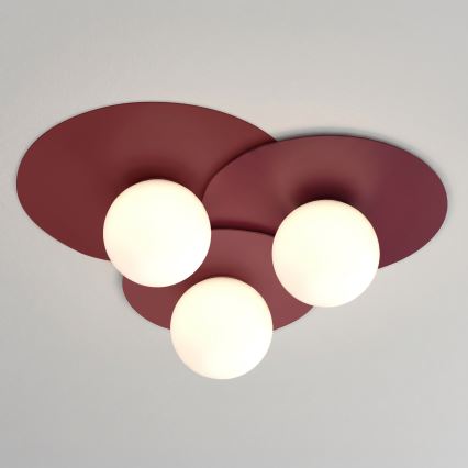 Plafonska svetiljka FLAT 3xE27/15W/230V 55x60 cm burgundska