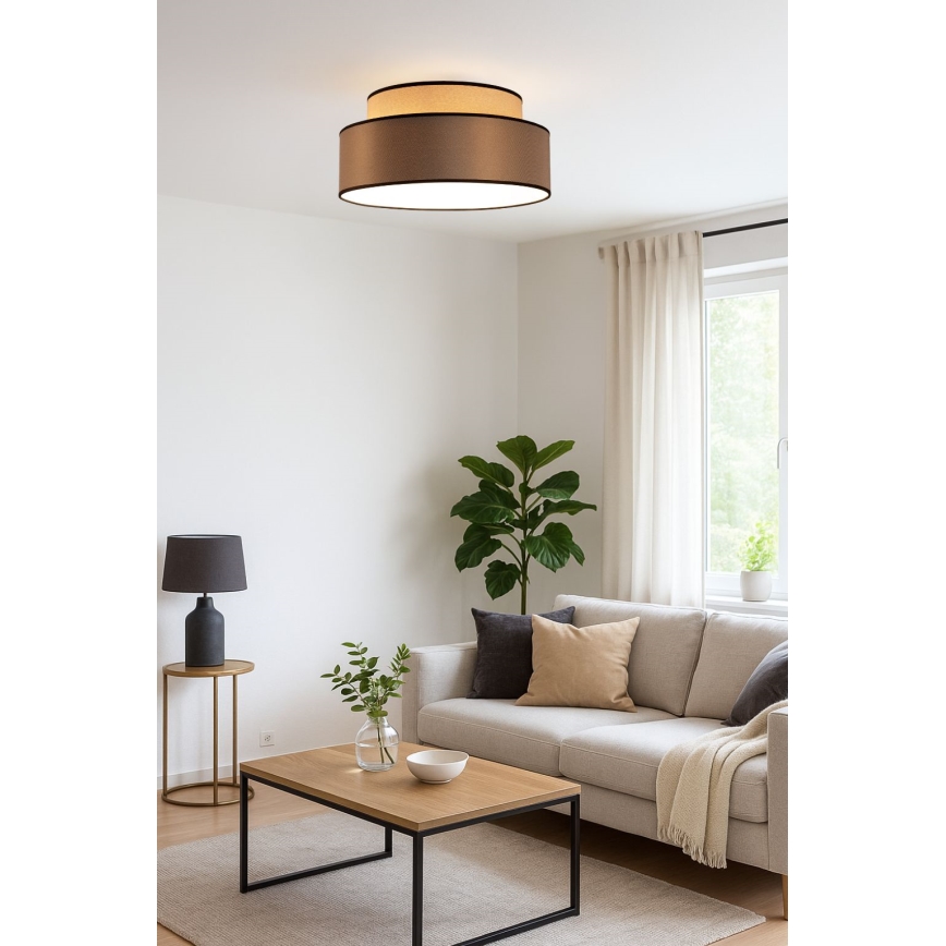 Plafonska svetiljka GRACE 1xE27/60W/230V prečnik 40 cm bež/braon