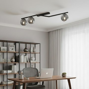 Plafonska svetiljka NATON 3xE14/10W/230V crna/zadimljena