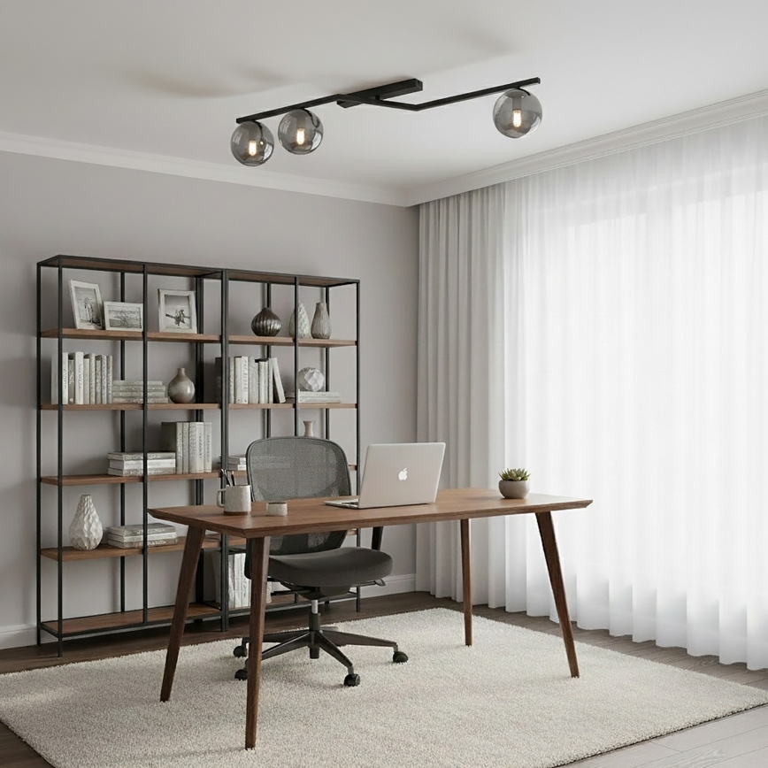 Plafonska svetiljka NATON 3xE14/10W/230V crna/zadimljena