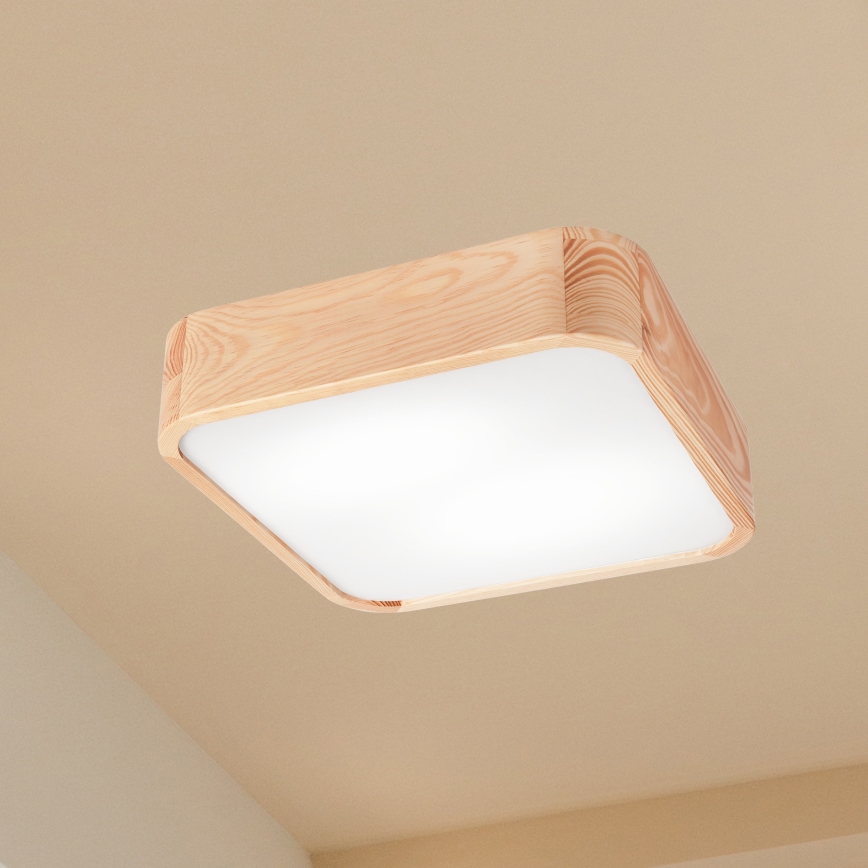 Plafonska svetiljka NATURAL SQUARE 2xE27/15W/230V 35x35 cm borovina