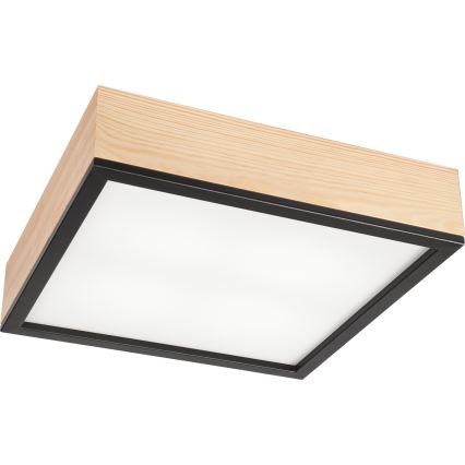 Plafonska svetiljka NATURAL SQUARE 4xE27/15W/230V 39x39 cm borovina/crna
