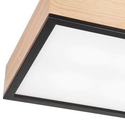 Plafonska svetiljka NATURAL SQUARE 4xE27/15W/230V 39x39 cm borovina/crna