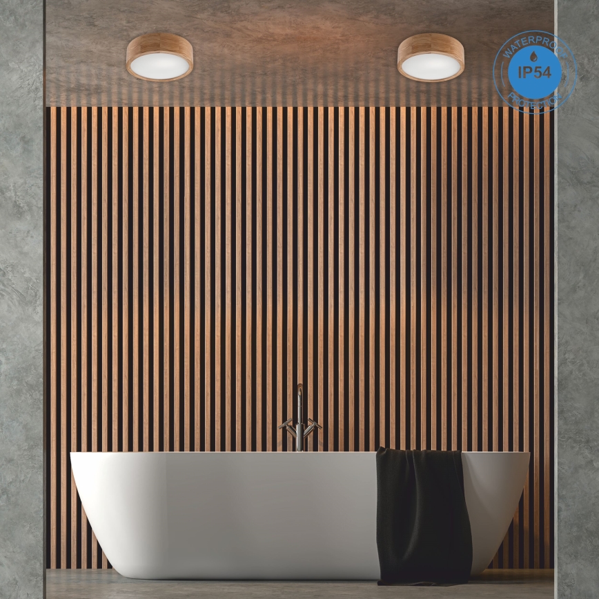 Plafonsko svetlo za kupatilo OAK 2xE27/15W/230V IP54 hrast prečnika 27 cm