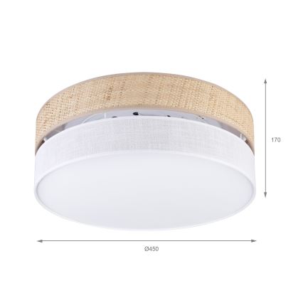 Plafonska svetiljka SIRJA BOHO 2xE27/15W/230V, prečnik 45 cm, bež/bela