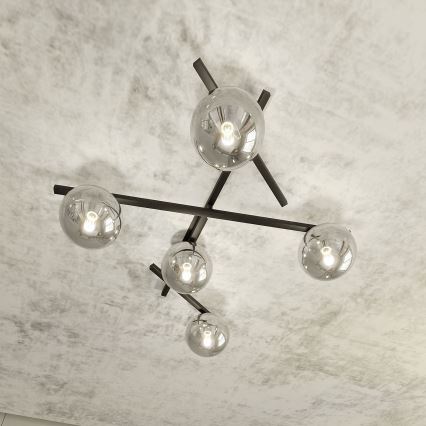 Plafonska svetiljka SMART 5xE14/10W/230V crna/siva