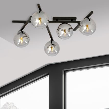 Plafonska svetiljka SMART 5xE14/10W/230V crna/siva