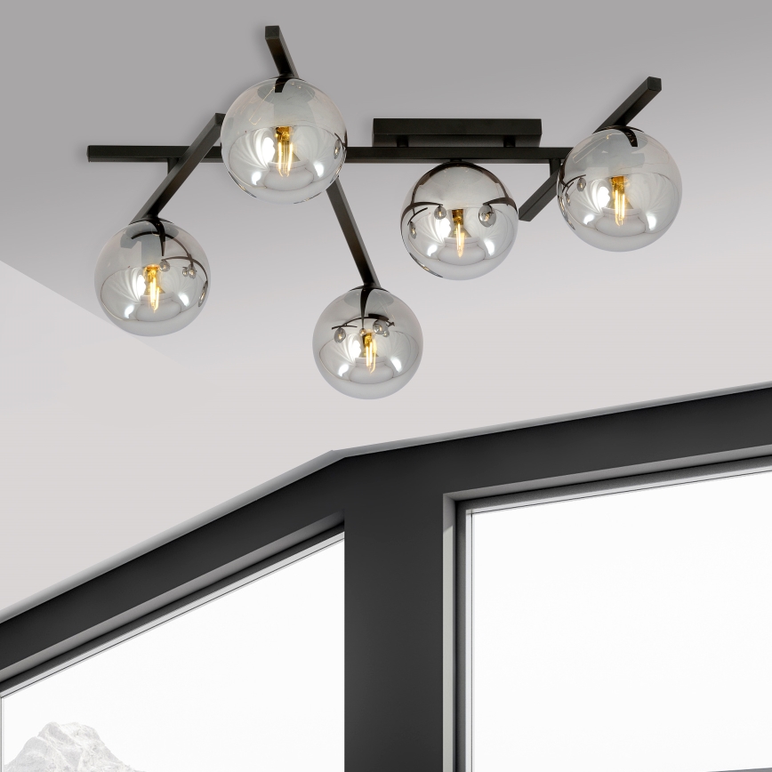 Plafonska svetiljka SMART 5xE14/10W/230V crna/siva