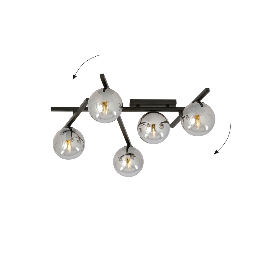 Plafonska svetiljka SMART 5xE14/10W/230V crna/siva