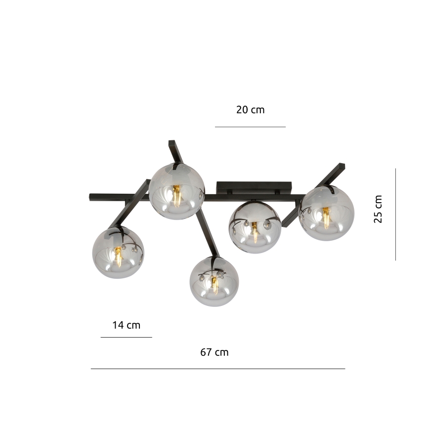 Plafonska svetiljka SMART 5xE14/10W/230V crna/siva