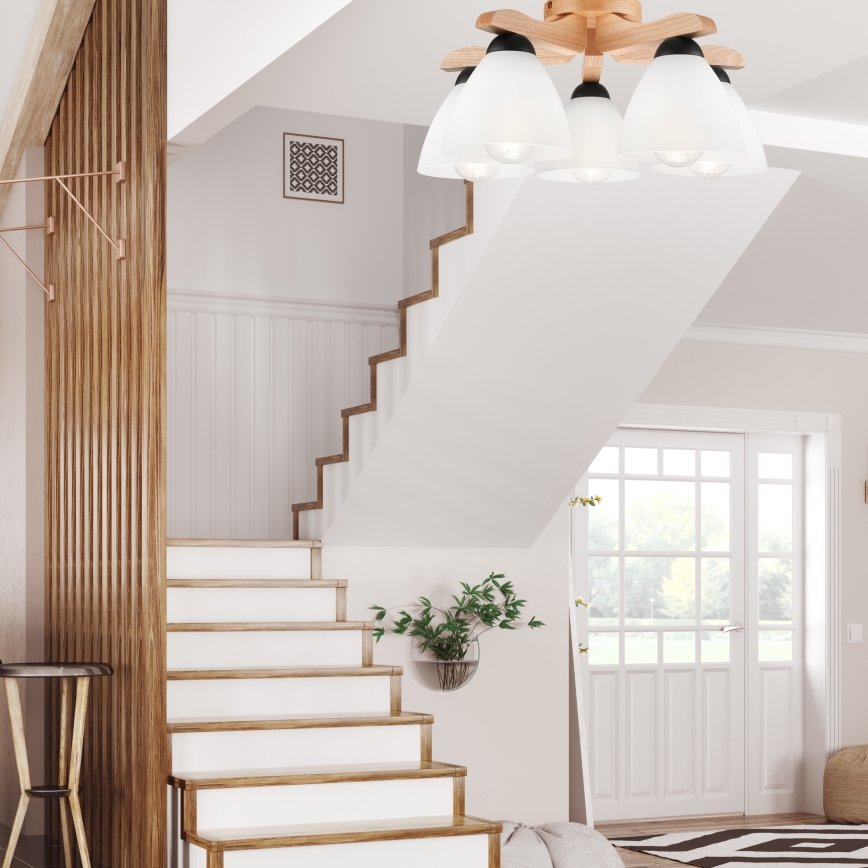 Plafonski luster ADRIANO 5xE27/60W/230V hrast