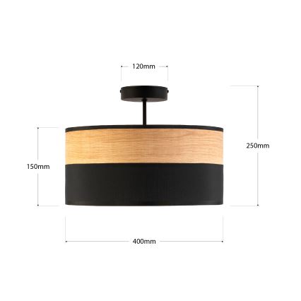 Plafonski luster ALBA 3xE27/15W/230V, prečnik 40 cm, crna/smeđa
