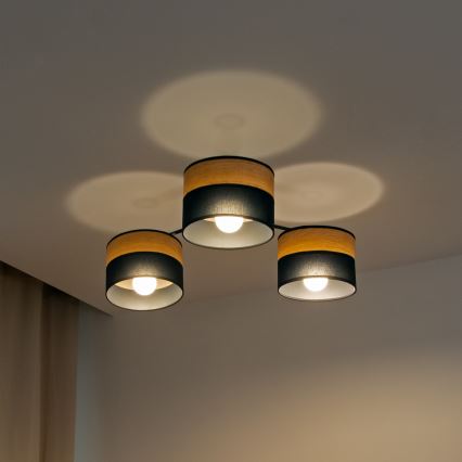Plafonski luster ALBA 3xE27/15W/230V, prečnik 66 cm, crna/braon