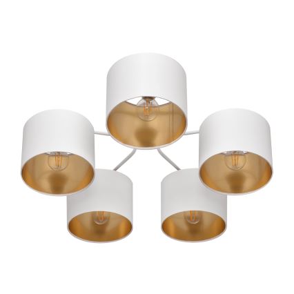 Plafonski luster ALBA 5xE27/15W/230V bela/zlatna