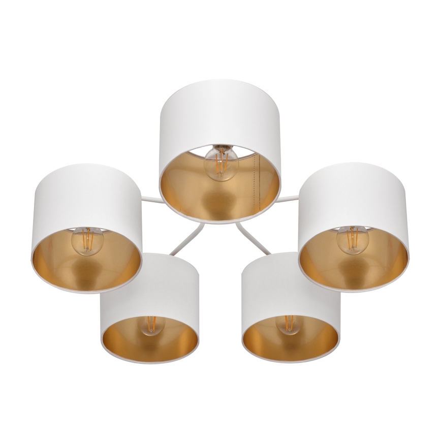 Plafonski luster ALBA 5xE27/15W/230V bela/zlatna