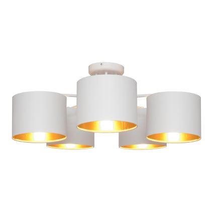 Plafonski luster ALBA 5xE27/15W/230V bela/zlatna
