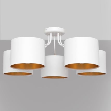 Plafonski luster ALBA 5xE27/15W/230V bela/zlatna