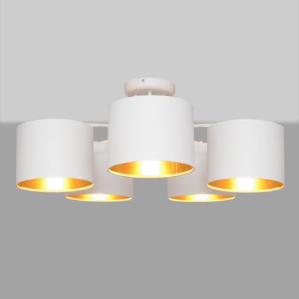 Plafonski luster ALBA 5xE27/15W/230V bela/zlatna