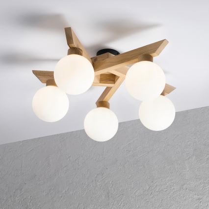 Plafonski luster ANTONIO 5xG9/5W/230V hrast/bela