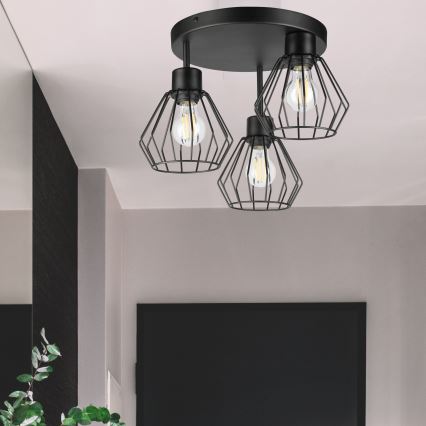 Plafonski luster AUDREY 3xE27/60W/230V, crne boje
