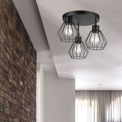 Plafonski luster AUDREY 3xE27/60W/230V, crne boje