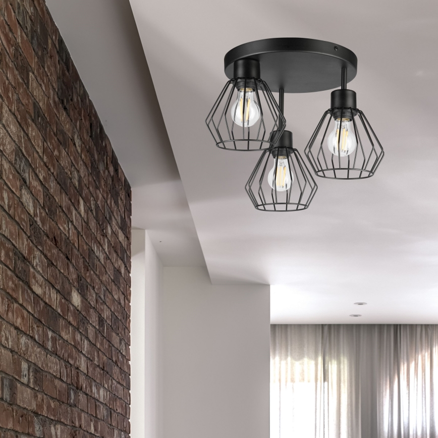 Plafonski luster AUDREY 3xE27/60W/230V, crne boje