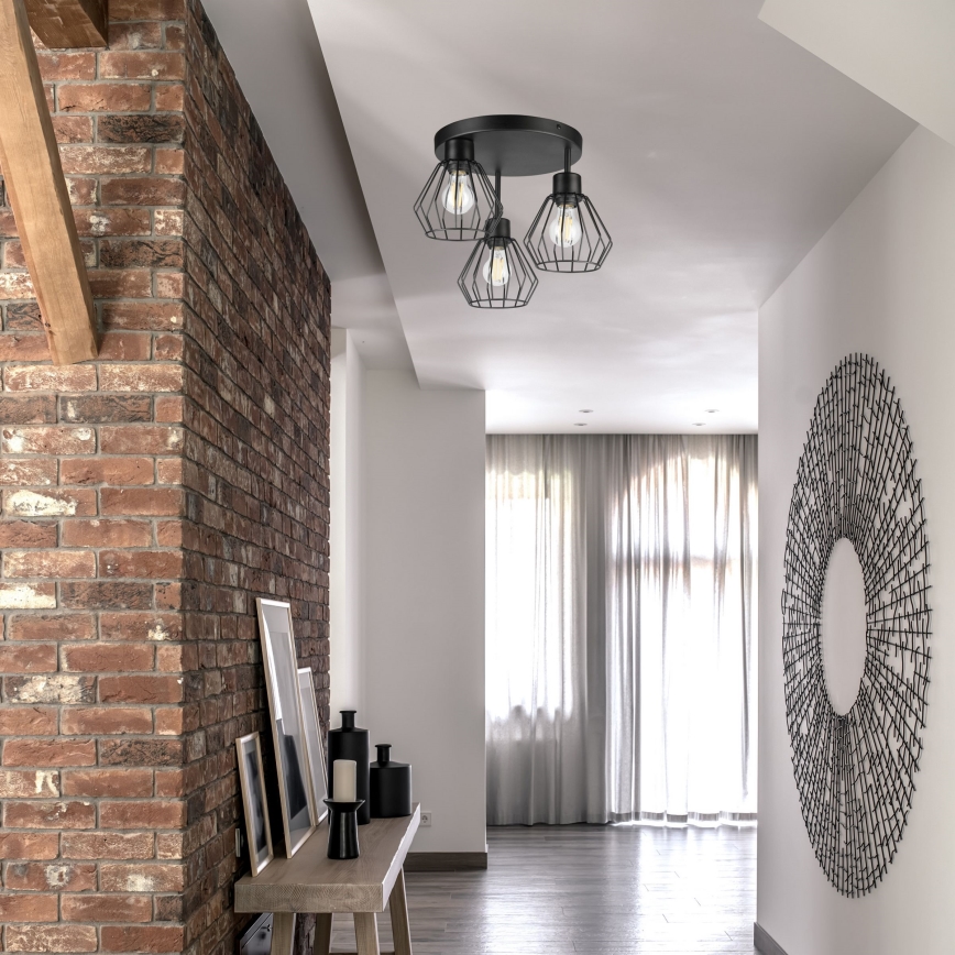 Plafonski luster AUDREY 3xE27/60W/230V, crne boje