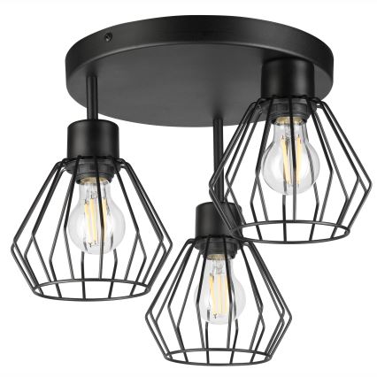 Plafonski luster AUDREY 3xE27/60W/230V, crne boje