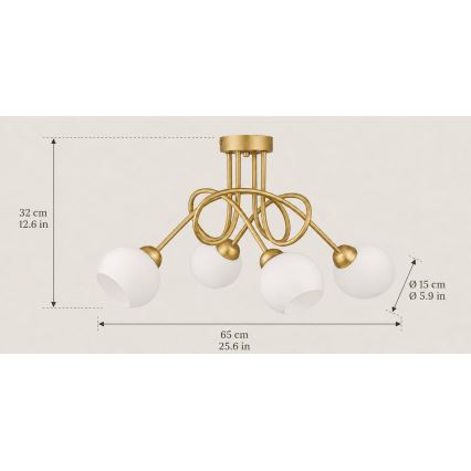 Plafonski luster BAROC 4xE14/40W/230V zlatni