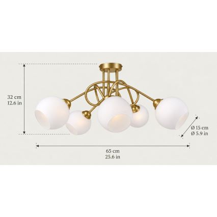 Plafonski luster BAROC 5xE14/40W/230V zlatni