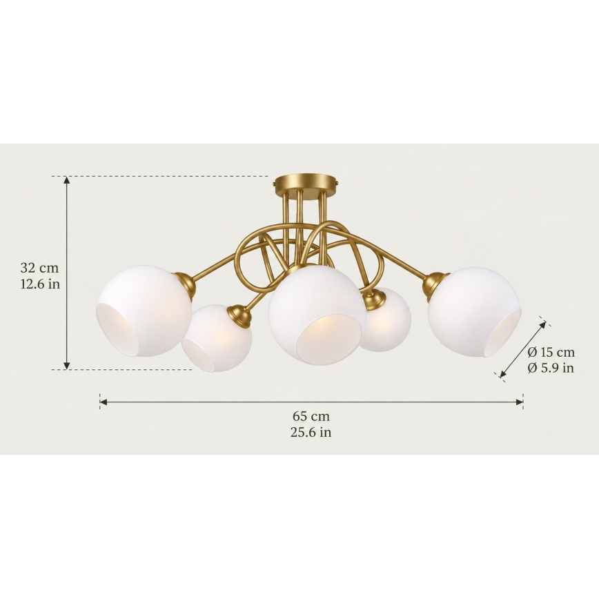 Plafonski luster BAROC 5xE14/40W/230V zlatni