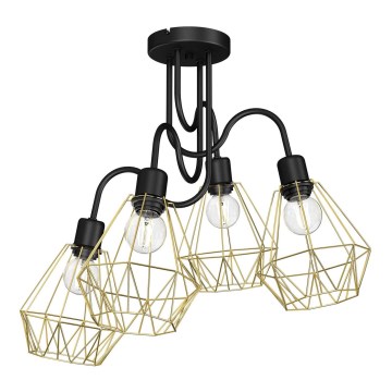 Plafonski luster BERGEN 4xE27/60W/230V crna/zlatna