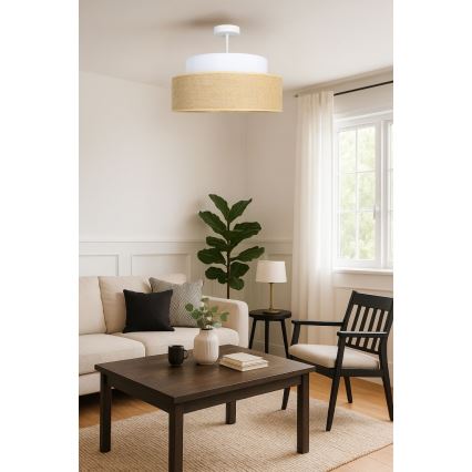 Plafonski luster BOHO 1xE27/60W/230V prečnik 40 cm bela/bež