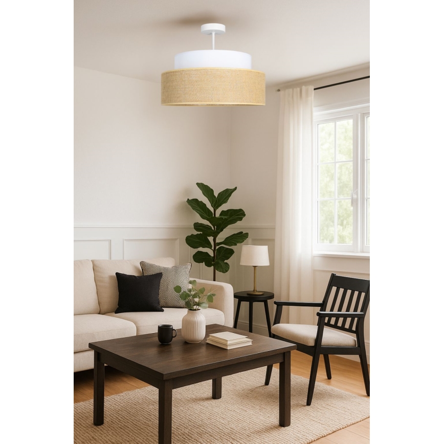 Plafonski luster BOHO 1xE27/60W/230V prečnik 40 cm bela/bež