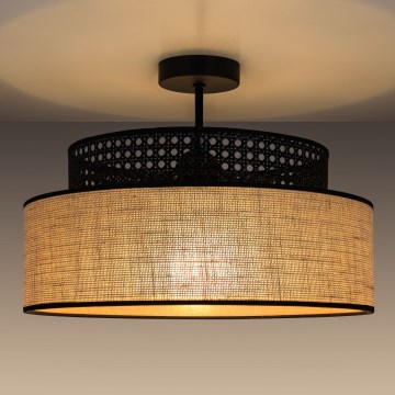 Plafonski luster BOHO 1xE27/60W/230V, prečnik 40 cm, crna/ratan