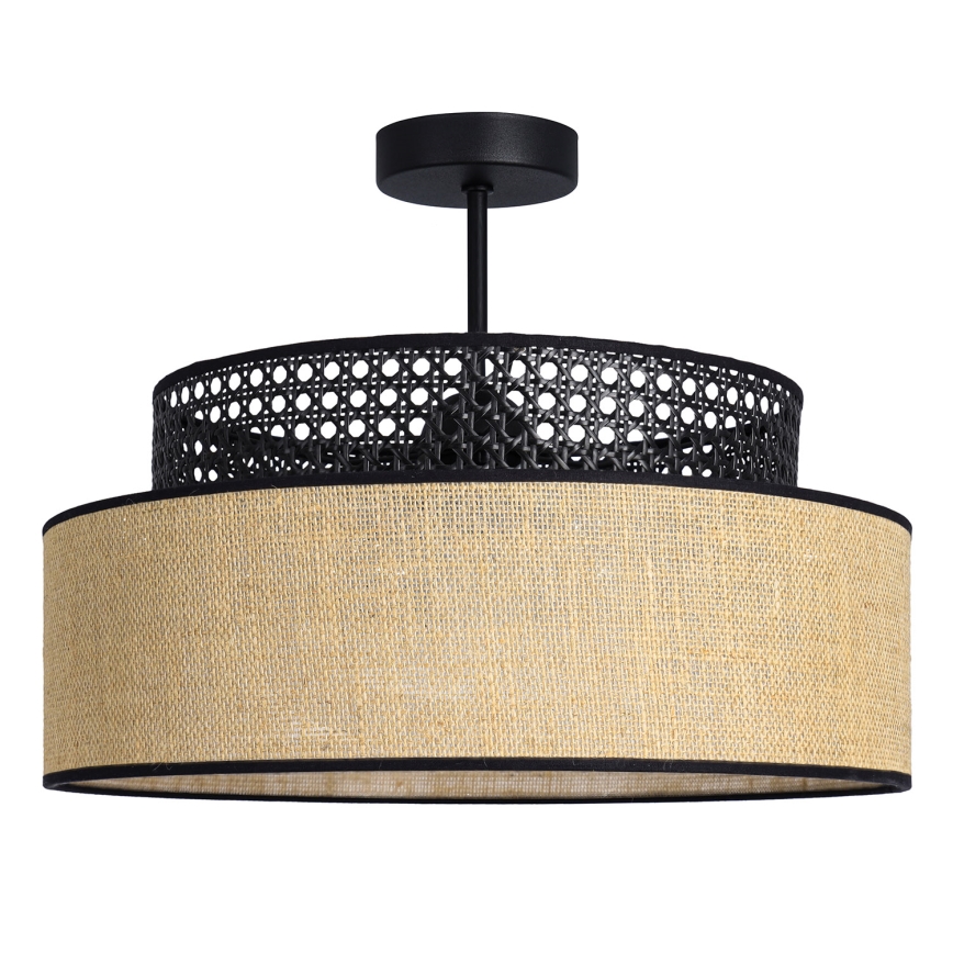 Plafonski luster BOHO 1xE27/60W/230V, prečnik 40 cm, crna/ratan
