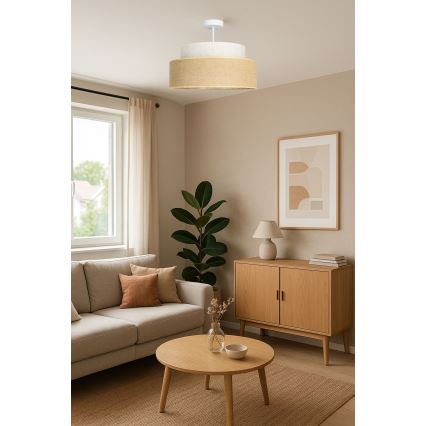 Plafonski luster BOHO 1xE27/60W/230V, prečnik 40 cm, krem/bež