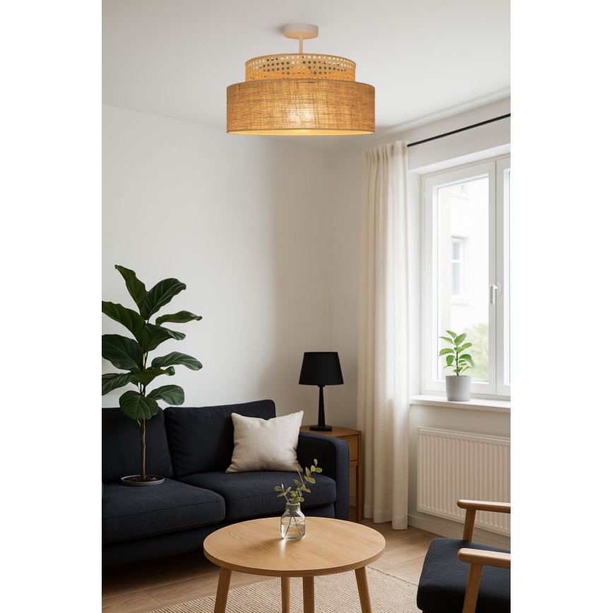 Plafonski luster BOHO 1xE27/60W/230V, prečnika 40 cm, od ratana