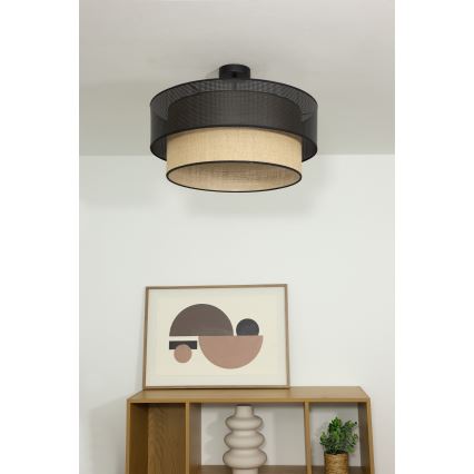 Plafonski luster BORHO, 1xE27/60W/230V, prečnik 40 cm, crna/juta