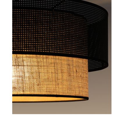 Plafonski luster BORHO, 1xE27/60W/230V, prečnik 40 cm, crna/juta