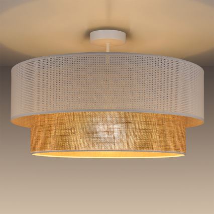 Plafonski luster BORHO 1xE27/60W/230V prečnik 50 cm bela/juta
