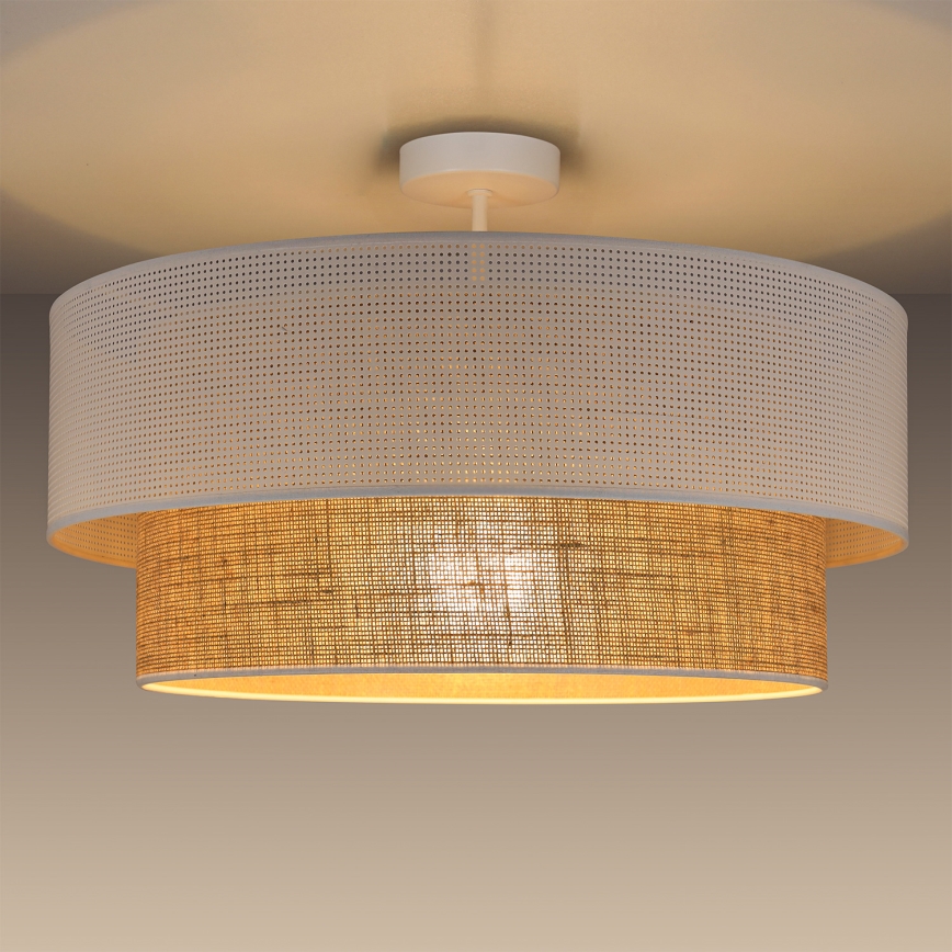 Plafonski luster BORHO 1xE27/60W/230V prečnik 50 cm bela/juta