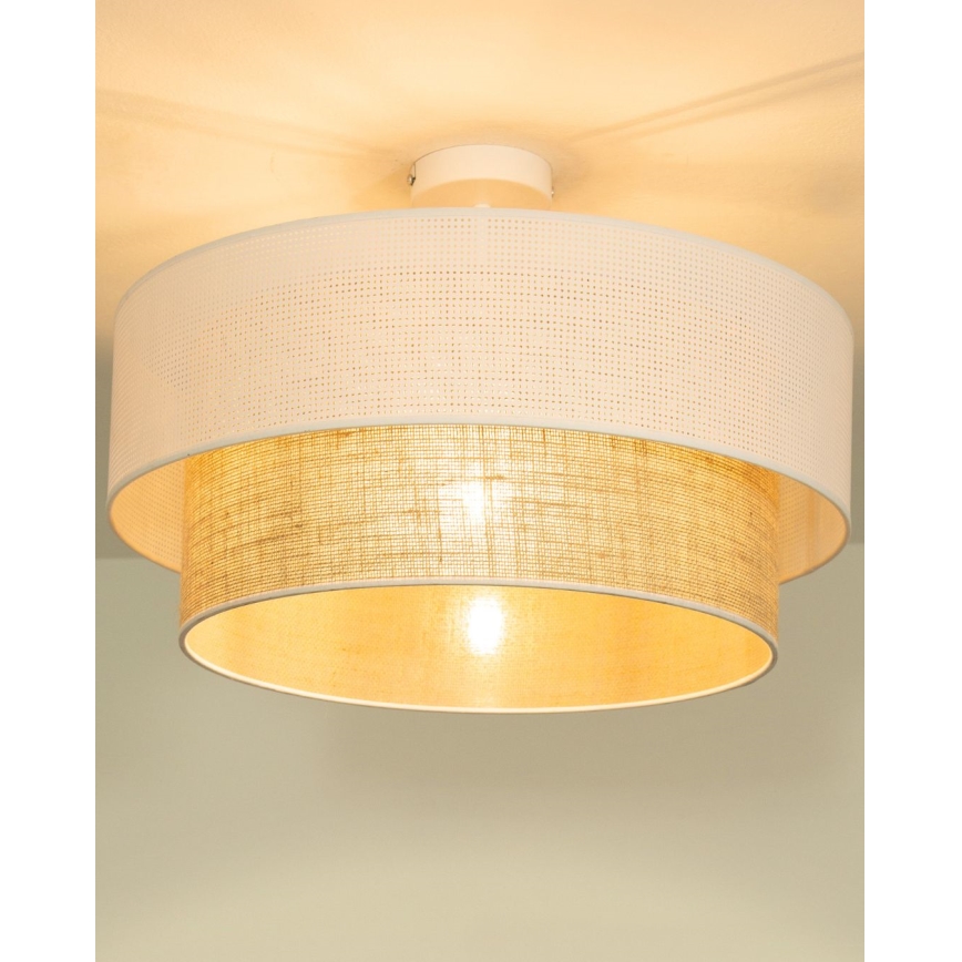 Plafonski luster BORHO 1xE27/60W/230V prečnik 50 cm bela/juta