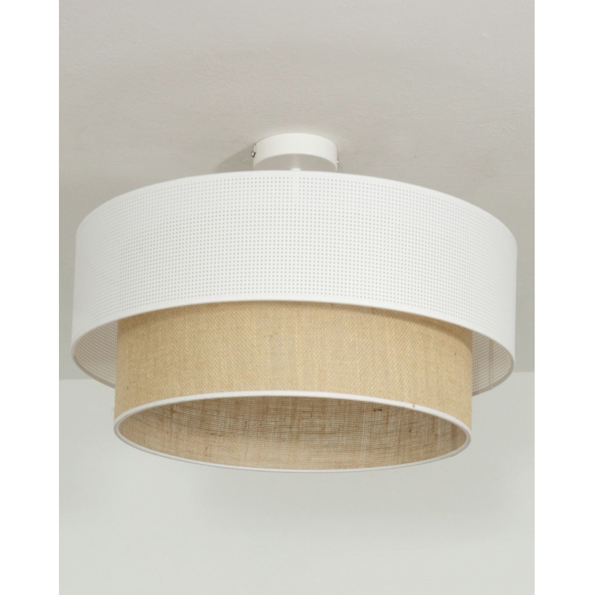 Plafonski luster BORHO 1xE27/60W/230V prečnik 50 cm bela/juta