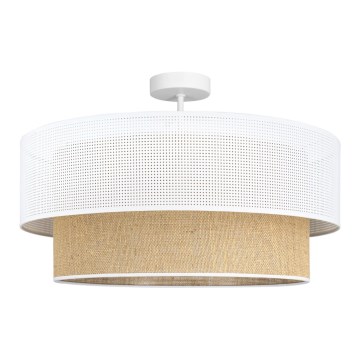 Plafonski luster BORHO 1xE27/60W/230V prečnik 50 cm beli/juta