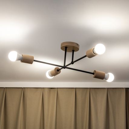 Plafonski luster CAMBRIDGE 4xE27/15W/230V borovina