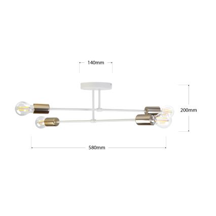 Plafonski luster CAMBRIDGE 4xE27/15W/230V mesing/bela